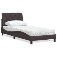 Bed met matras stof donkerbruin 90x200 cm