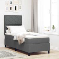 Boxspringbed met Matras en LED in Donkergrijs, 80x200 cm Stof