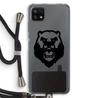 Angry Bear (black): Samsung Galaxy A22 5G Transparant Hoesje met koord