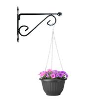 Hangpot + Muurhaak Lucca - antraciet - D25 cm - kunststof - metaal - tuinaccessoires Hangpot + Muurhaak Lucca - antraciet - D25 cm - kunststof - metaal - tuinaccessoires