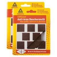 Anti-krasvilt - 16x - bruin - 25 x 25 mm - vierkant - zelfklevend - meubel beschermvilt