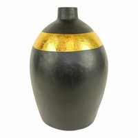 Terracotta Vaas Zwart met Gouden Band