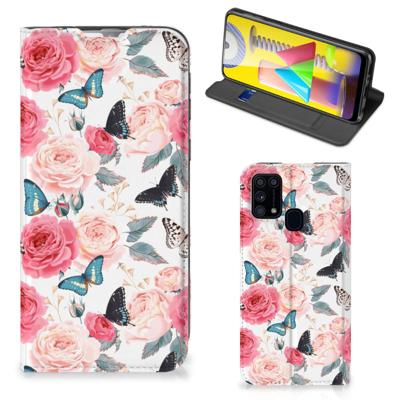Samsung Galaxy M31 Smart Cover Butterfly Roses Samsung Galaxy M31 Smart Cover Butterfly Roses