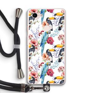 Bloemen tukan: Pixel 3 XL Transparant Hoesje met koord