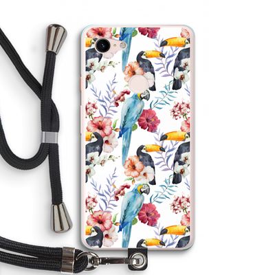 Bloemen tukan: Pixel 3 XL Transparant Hoesje met koord