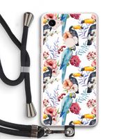 Bloemen tukan: Pixel 3 XL Transparant Hoesje met koord