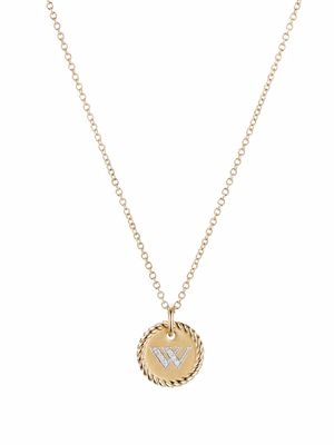 David Yurman collier en or 18ct à pendentif Initial W serti de diamants
