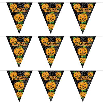 Pompoenen Halloween vlaggenlijn feestslinger - 3x - plastic - 450 cm