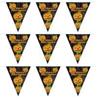 Pompoenen Halloween vlaggenlijn feestslinger - 3x - plastic - 450 cm