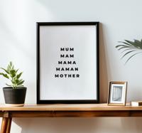 Moeder in verschillende talen poster woonkamer