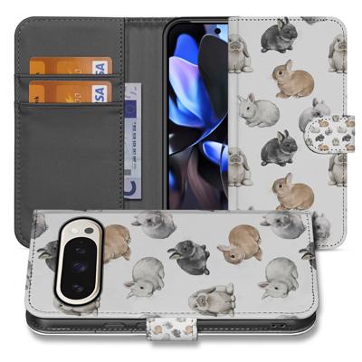 Stijlvolle Book Case Hoesje voor Google Pixel 10 Pro XL met Konijntjes Design en Praktische Bescherming