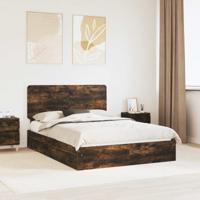 Bedframe met lade Gerookt eiken 140 x 190 cm Bewerkt hout
