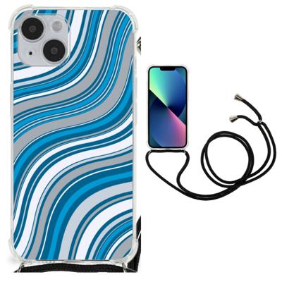 iPhone 14 Plus Doorzichtige Silicone Hoesje Waves Blue iPhone 14 Plus Doorzichtige Silicone Hoesje Waves Blue