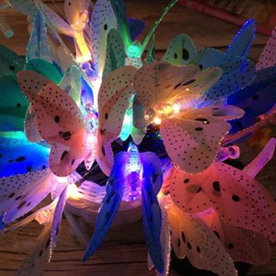 Zonne-energie aangedreven Butterfly Fiber Optic Fairy string waterdichte kerst outdoor tuin vakantie verlichting grootte: 5m 20LEDs