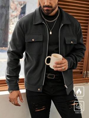 Bon&Bon Men's Urban Utility Padded Jacket - Burgundy Loose Fit Coat Dark Grey / S