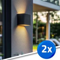 Solar led wandlamp up downlight emme recht - voordeelset van 2 stuks