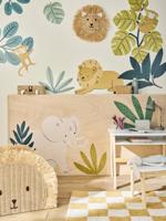 Opbergmand leeuw van papierkoord en raffia beige