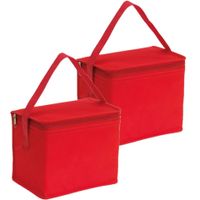 2x stuks kleine koeltassen voor lunch rood 20 x 13 x 17 cm 4.5 liter