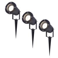 Set van 3 LED prikspots - 5 Watt 400 lumen - Dimbaar - Kantelbaar - 4000K neutraal wit - GU10 - IP65 waterdicht - Zwart - Tuinspots