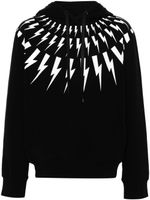 Neil Barrett Thunderbolt-print cotton hoodie - Noir