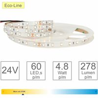 LED strip 2700K 5 meter 4,8W/M 278 lumen 24V CRI >90 gezellig warmwit licht dimbaar