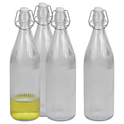 Urban Living Beugelfles/Weckfles - 8x - transparant glas - luchtdicht - 1 liter - waterfles