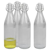 Urban Living Beugelfles/Weckfles - 8x - transparant glas - luchtdicht - 1 liter - waterfles
