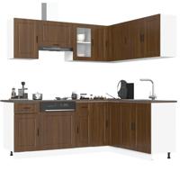 11-delige Keukenkastenset Porto bewerkt hout bruin eikenkleur