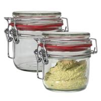 Weckpot/inmaakpot - 2x - glas - 125 ml - met beugelsluiting - transparant