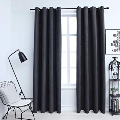 VidaXL Gordijnen verduisterend met ringen 2 st 140x175 cm antraciet