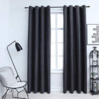 VidaXL Gordijnen verduisterend met ringen 2 st 140x175 cm antraciet