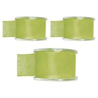 Hobby/decoratie sierlint - 3x - groen - organza - 4 cm x 20 meter - thumbnail