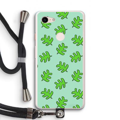 Groene blaadjes: Pixel 3 XL Transparant Hoesje met koord