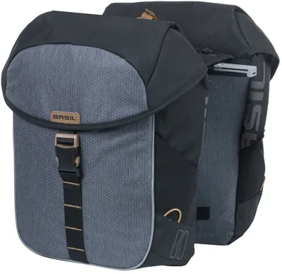 Dubbele fietstas Basil Miles Double Bag MIK 34 liter - zwart/grijs