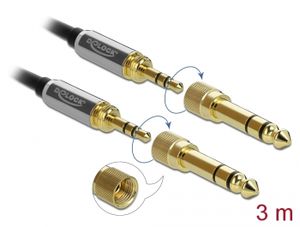 Delock 85787 Stereo Jack Kabel 3,5 mm 3-pins male naar male met schroefadapter 3 m