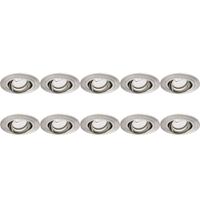 10x Kantelbare GU10 Inbouwspot - Rond Nikkel Aluminium Ø92mm
