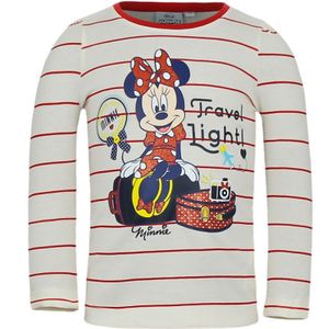 Kindershirt Minnie Mouse wit met rode strepen