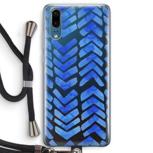 Blauwe pijlen: Huawei P20 Transparant Hoesje met koord