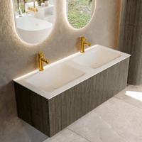 Badmeubel Mondiaz Kurve | 120 cm cm | Meubelkleur Shadow | Wastafelkleur Talc | Solid surface | Wasbak beiden zijden spoelbak | 2 kraangaten Badmeubel Mondiaz Kurve | 120 cm cm | Meubelkleur Shadow | Wastafelkleur Talc | Solid surface | Wasbak beiden zijden spoelbak | 2 kraangaten