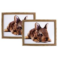 Mars & More Schoot kussen/laptoptray - 2x - konijn print - 43 x 33 cm - dienblad - voor op schoot