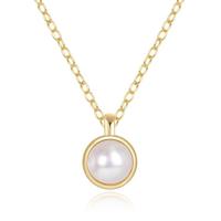 Elenza Goudkleurige Ketting met Parel in 925 Sterling Zilver