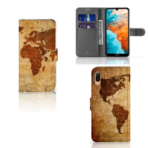 Huawei Y6 (2019) Flip Cover Wereldkaart