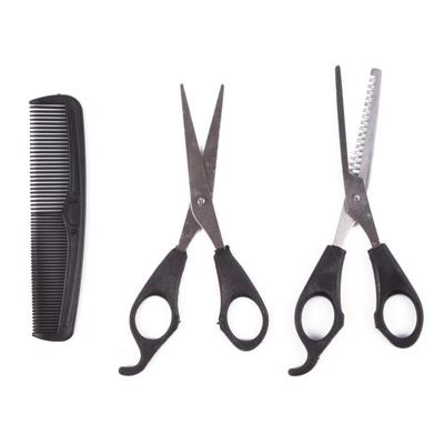 Benson Care Kappersset - zwart - 3x stuks - uitdun/knipschaar - haarkam - ergonomische vingergaten