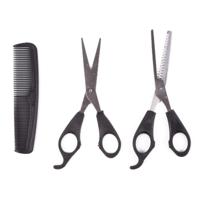 Benson Care Kappersset - zwart - 3x stuks - uitdun/knipschaar - haarkam - ergonomische vingergaten