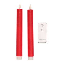 2x Rode LED kaarsen/dinerkaarsen op afstandsbediening 23 cm - thumbnail