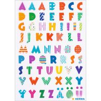 Stickervelletjes met 62x stuks plak letters A-Z gekleurde letters   -