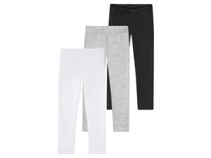 lupilu Meisjesleggings, 3 stuks, met katoen (110/116, Zwart/wit/lichtgrijs)