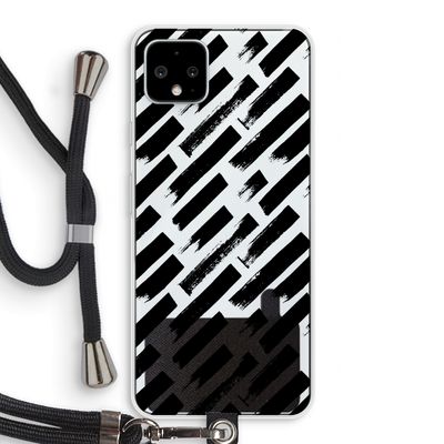 Zwarte vegen: Pixel 4 XL Transparant Hoesje met koord