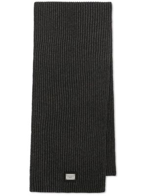 Dolce & Gabbana écharpe en laine à patch logo - Gris