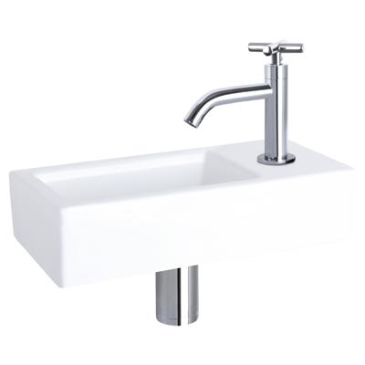 Differnz Ravo fonteinset keramiek - kraan kruis - 38.5 x 18.5 x 9 cm - chroom